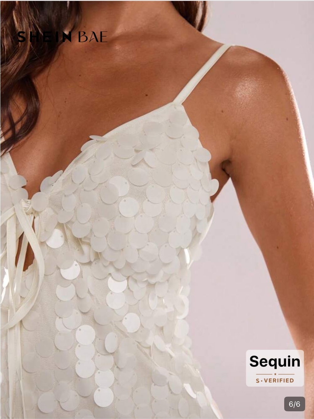 SHEIN Champagne Sequin Tie-Front Mini Dress - Picture 7 of 7